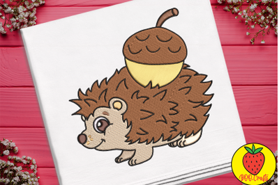 Cute Hedgehog Chestnut For Kid Embroidery