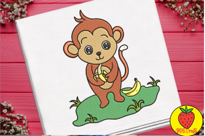 Funny Cute Monkey Embroidery