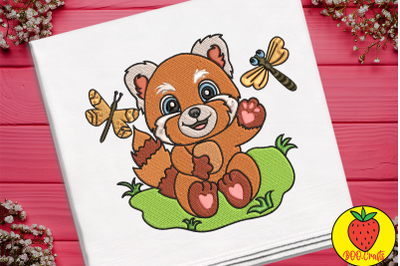 Cute Red Panda Embroidery