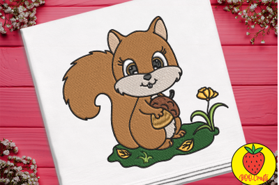 Floral Squirrel For Kid Embroidery