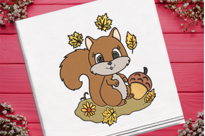 Cute Squirrel For Kid Embroidery