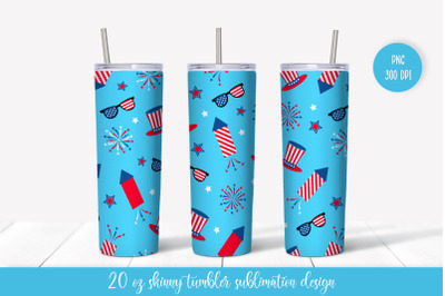 Patriotic Fireworks Tumbler Wrap Sublimation. 4th of July Tumbler