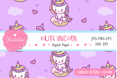 Birthday Unicorn seamless pattern digital paper