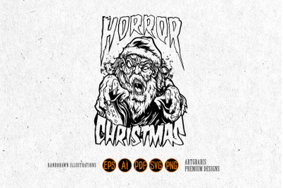 Santa claus christmas zombie horror silhouette svg