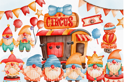 Watercolor Circus Clipart,Circus Gnome