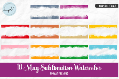 Mug Sublimation Watercolor | 10 Variations