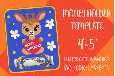 Giraffe Birthday Card | Money Holder Template