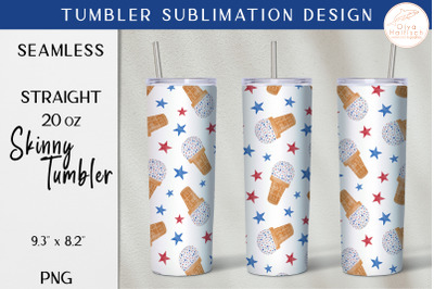 American Ice-Cream Tumbler Sublimation. Patriotic Tumbler Wrap Design