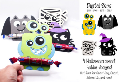 Sweet Candy holder SVG files | 4 Halloween designs