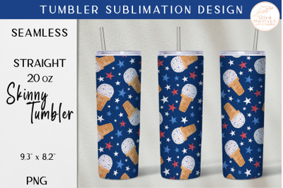 Patriotic Blue Tumbler Sublimation. American Ice Cream Tumbler Wrap