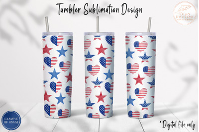 Stars and Stripes American Tumbler Sublimation PNG.  USA Flag Tumbler