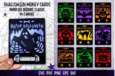 Halloween Money Card SVG |Money Hold Template Bundle SVG