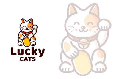 Lucky Cats Cute Kids Logo Template