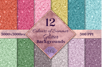 Colours of Summer Glitter Backgrounds - 12 Image Textures