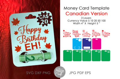 Money Holder SVG, Canadian eh, Money card template, maple leaf