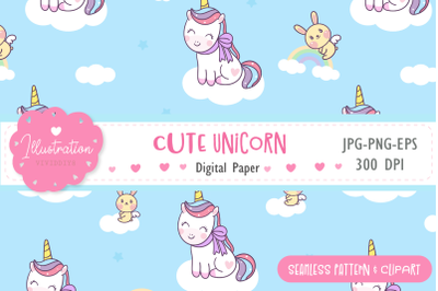 Cute Unicorn seamless pattern digital paper