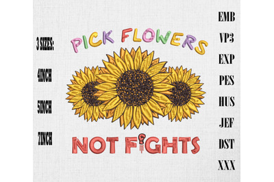 Pick Flowers Not Fights Embroidery Hippie &amp;amp; Boho Style