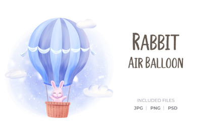 Rabbit bunnie fly high with air baloon