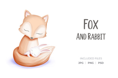 Rabbit Sleep on Fox Tail-01