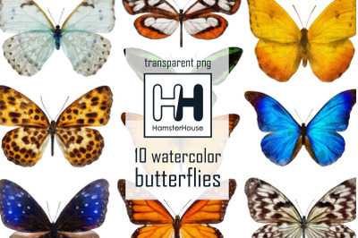 Watercolor butterflies, 10 transparent png [2]