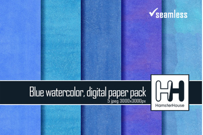 5 blue watercolor seamless papers
