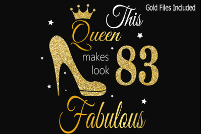 83rd birthday svg, Queen Birthday 83rd Svg, Gold glitter 83rd Birthday