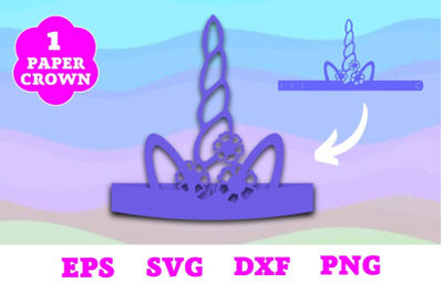 Unicorn Birthday Crown SVG