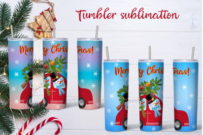 Christmas tumbler sublimation | Christmas snowman PNG