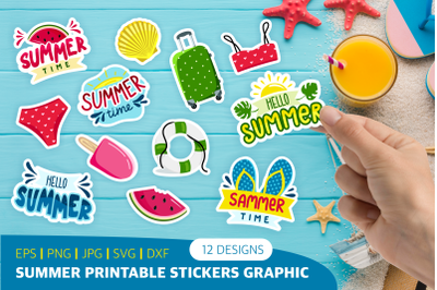 Summer Printable Stickers Graphic
