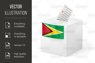 Ballot box with voting paper. Guyana