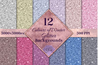 Colours of Winter Glitter Backgrounds - 12 Image Textures
