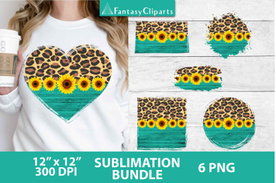 Leopard Print Teal Wood Sunflowers Sublimation Backsplashes