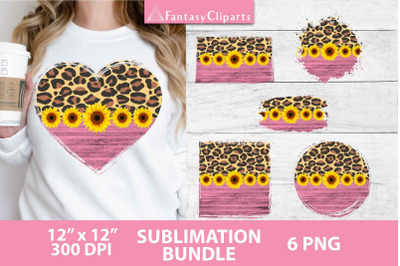 Leopard Print Pink Wood Sunflowers Sublimation Backsplashes