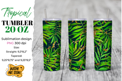 Gold Tropical Tumbler sublimation template. Summer tumbler 2