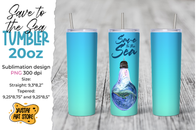 Tumbler sublimation wrap.&quot;Save to the Sea&quot; whale watercolor