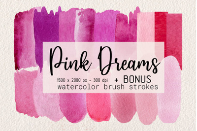 Pink Dream Watercolor Brush Strokes