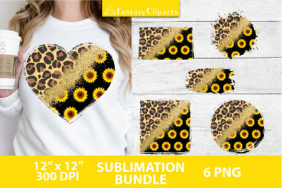 Leopard Print Sunflowers Gold Glitter Sublimation Backsplash