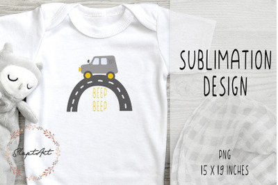 Cute car beep-beep sublimation design PNG, Scandi print PNG