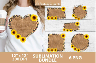 Burlap Leopard Print Sunflowers Sublimation Backsplashes PNG