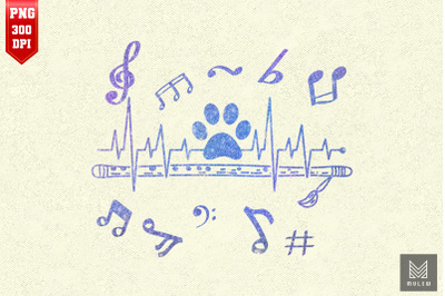 Flute Heartbeat Dog Cat Paw