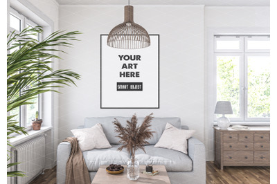 Interior scene artwork background frame mockup