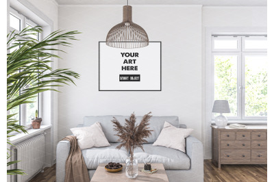 Interior scene artwork background frame mockup