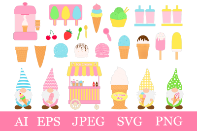 Gnomes Ice cream clipart. Gnomes Ice cream Shop sublimation