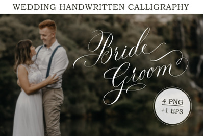 BRIDE, GROOM WEDDING PRINTABLE HANDWRITTEN ELEGANT CALLIGRAPHY