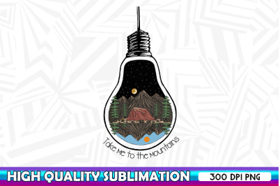 Take me to the mountain light bulb PNG