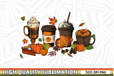 Coffee Pumpkin Spice Autumn Vibes PNG