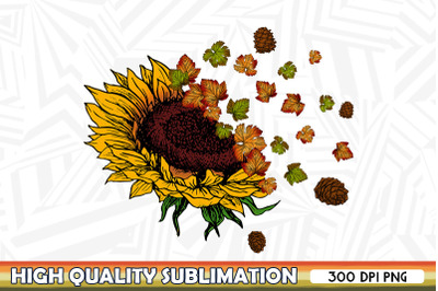 Sunflower And Autumn Leaves Sublimation