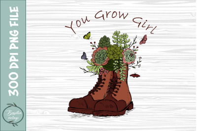 You Grow Girl Boots with trees PNG