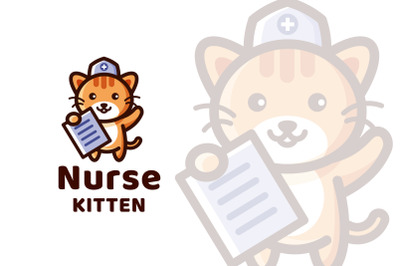 Nurse Kitten Logo Template