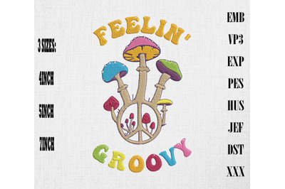 Feelin&amp;&23;039; Groovy Hippie Boho Mushroom Embroidery